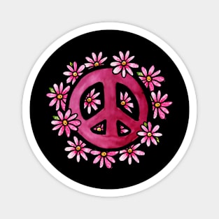 Vintage Floral Peace Sign Magnet